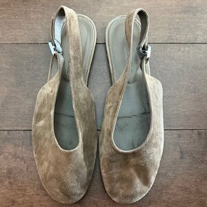 Massimo Dutti Brown Suede Slingback Flats
